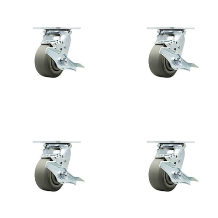 Service Caster Tool Box Caster Wheel Set 4'' Thermoplastic Rubber Swivel Casters, 4PK TOOL-SCC-30CS420-TPRBF-TLB-4
